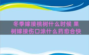 冬季嫁接桃树什么时候 果树嫁接伤口涂什么药愈合快